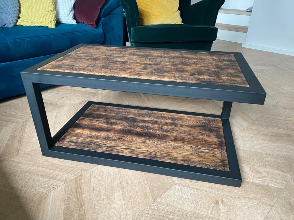 Stolik kawowy metal drewno loft spawany na zamówienie – FK-METAL